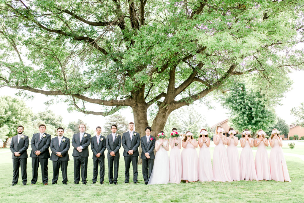 Bridal party standing together